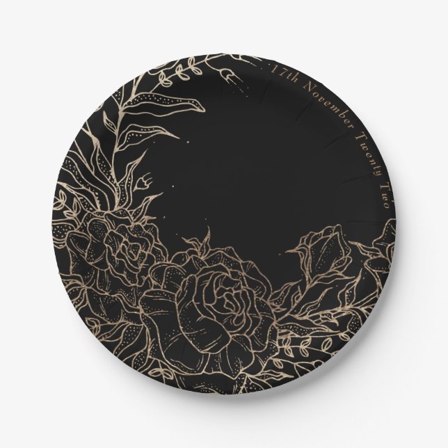 Classic Elegant And Modern Gold Elegant Wreath Paper Plates (Front)