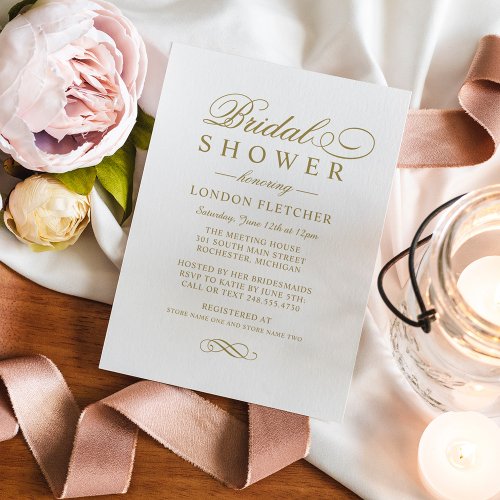 Classic Elegant Antique Gold Wedding Bridal Shower Invitation