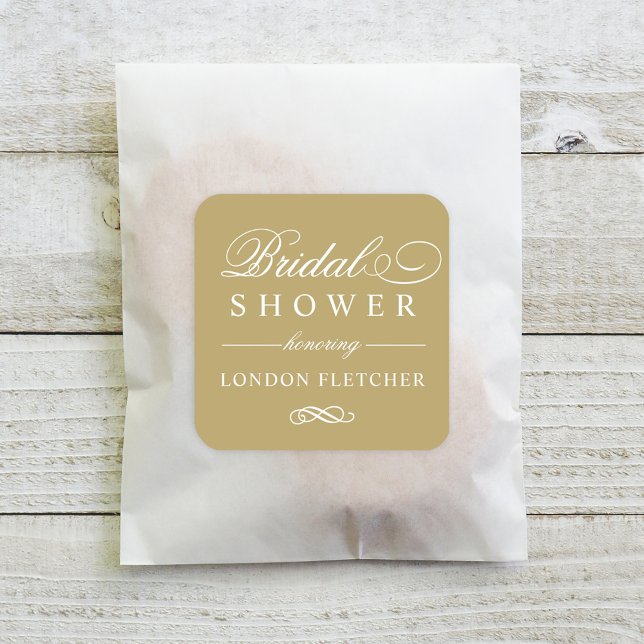 Classic Elegant Antique Gold Wedding Bridal Shower Square Sticker (Creator Uploaded)