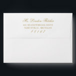 Classic Elegant Antique Gold Wedding Envelope<br><div class="desc">This classic wedding mailing envelope features a white background with the return address printed on the back flap in antique gold, with the name displayed in elegant calligraphy and the zip code in a script accent. A warm and polished presentation for your wedding stationery. Personalize with your names and mailing...</div>