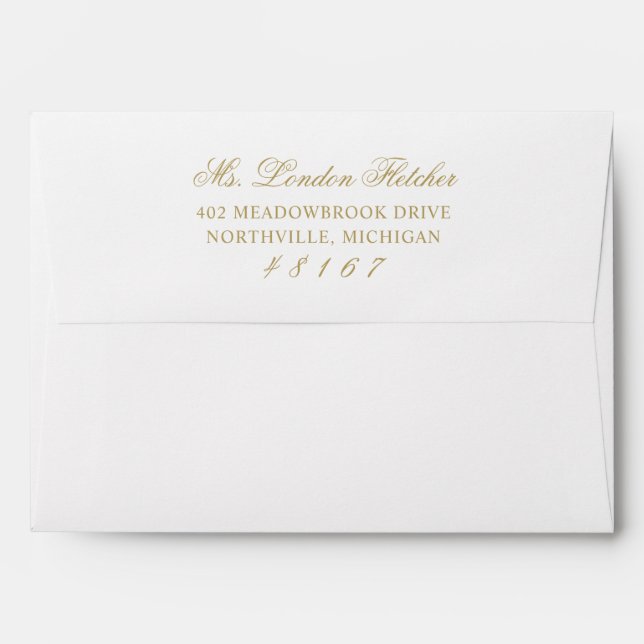 Classic Elegant Antique Gold Wedding Envelope (Back (Top Flap))