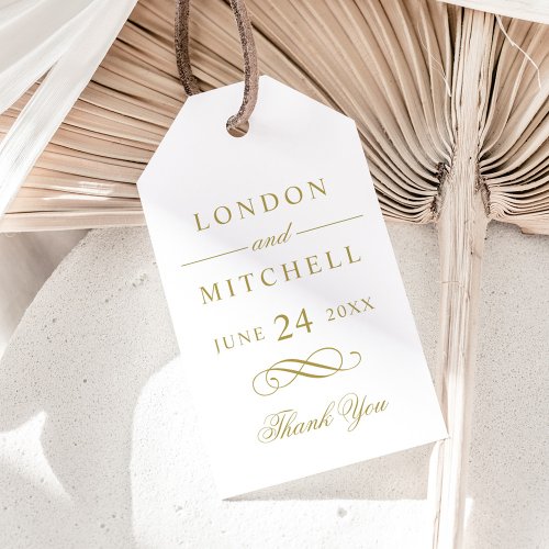 Classic Elegant Antique Gold Wedding Monogram Gift Tags