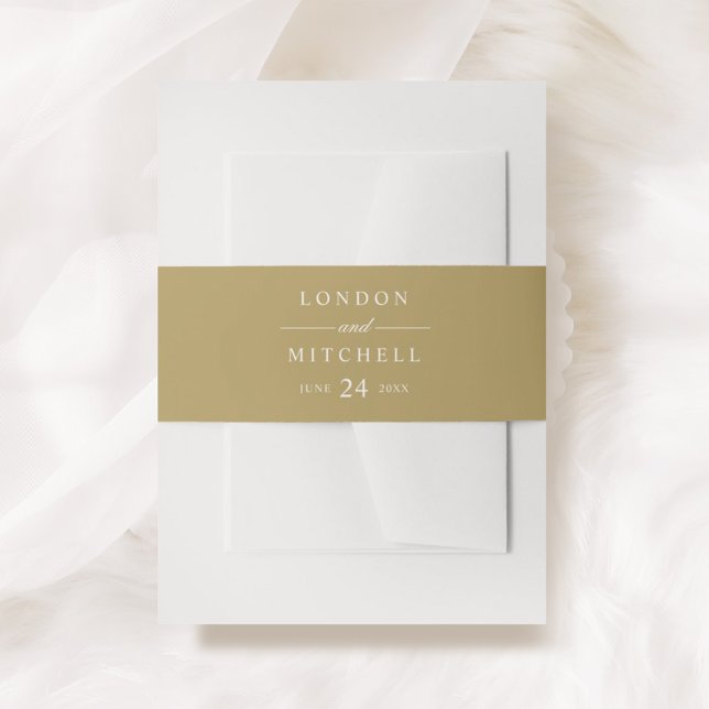 Classic Elegant Antique Gold Wedding Monogram Invitation Belly Band (Creator Uploaded)
