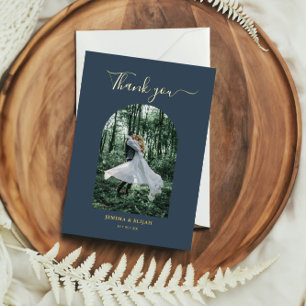 Classic Elegant Arch Photo Wedding Thank You Card
