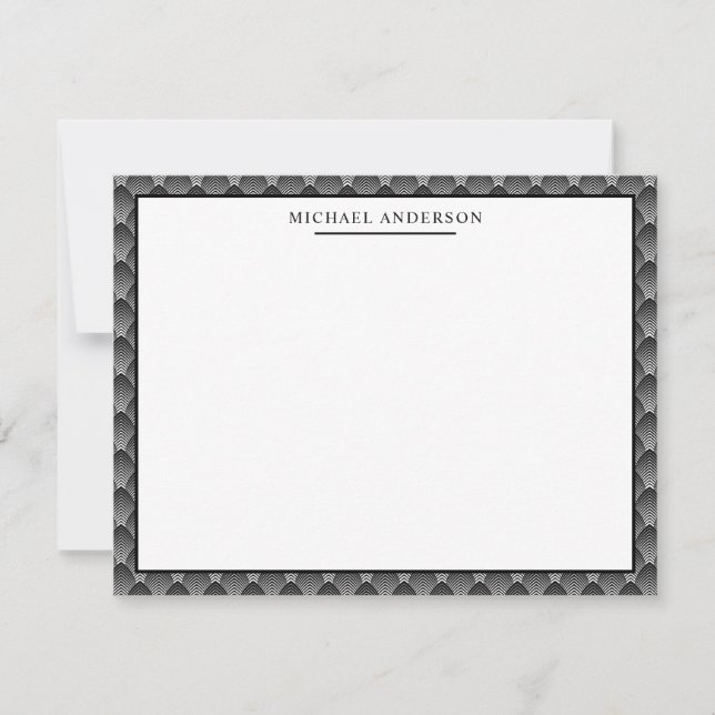 Classic Elegant Art Deco Pattern with Your Name Note Card (Front)