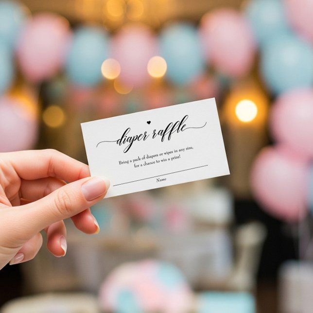 Classic Elegant Baby Shower Diaper Raffle Ticket Note Card (Creator Uploaded)
