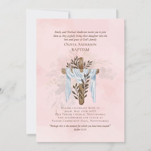 Classic Elegant BAPTISM Invite Blush Pink