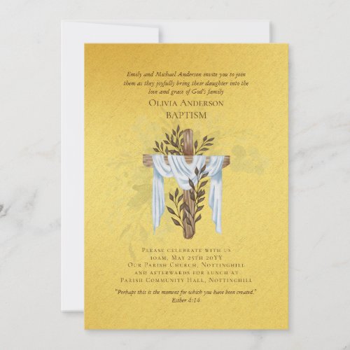 Classic Elegant BAPTISM Invite Gold