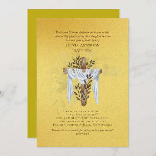 Classic Elegant BAPTISM Invite Gold