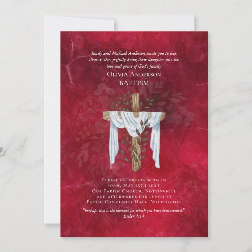 Classic Elegant BAPTISM Invite Ruby Red