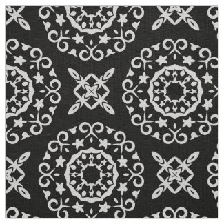 Classic Elegant Baroque Decorative Black and White Fabric