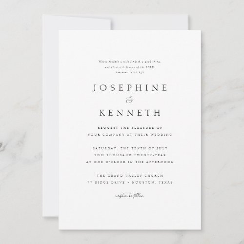 Classic Elegant Bible Verse Christian Wedding Invitation