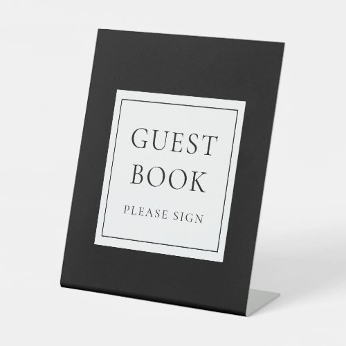 Classic Elegant Black And White Guest Book Pedestal Sign
