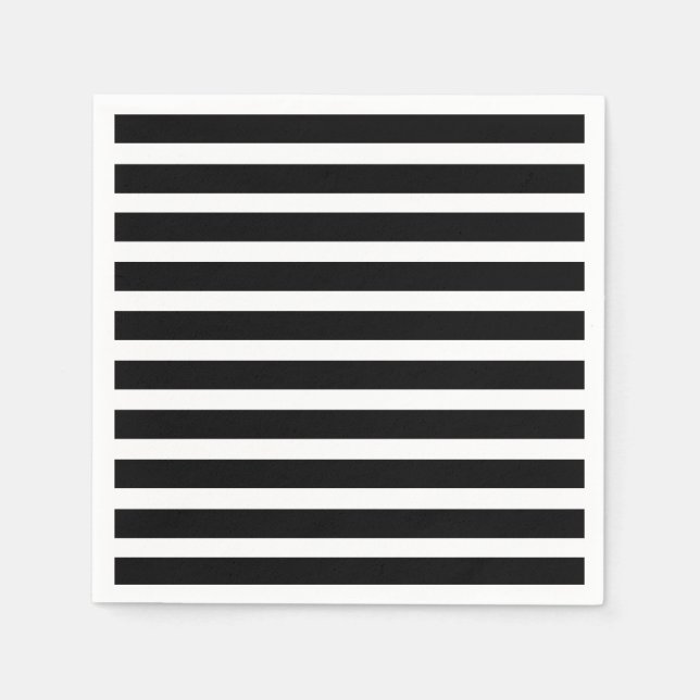 Classic elegant Black and White strips Napkins (Front)