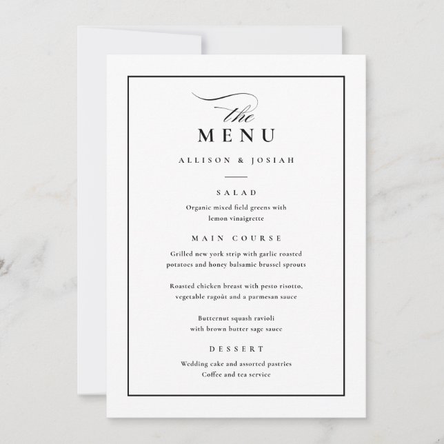 Classic Elegant Black and White Wedding Invitation (Front)