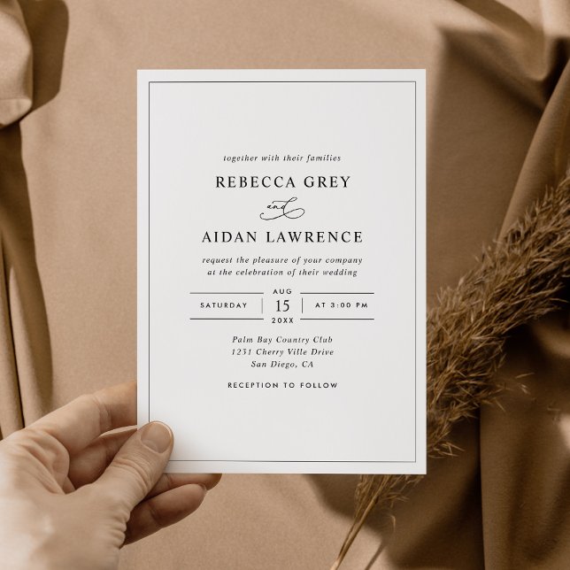 Classic Elegant Black and White Wedding Invitation (Creator Uploaded)