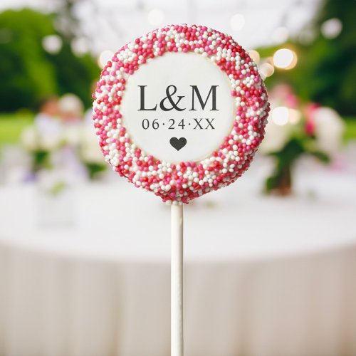 Classic Elegant Black and White Wedding Monogram Chocolate Dipped Oreo Pop