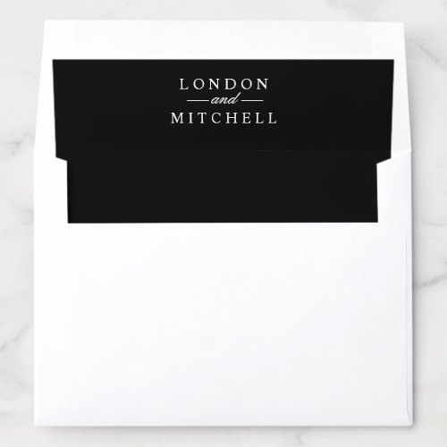 Classic Elegant Black and White Wedding Monogram Envelope Liner