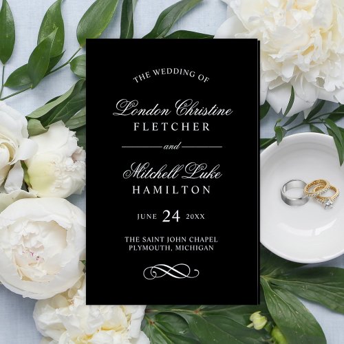 Classic Elegant Black and White Wedding Programs