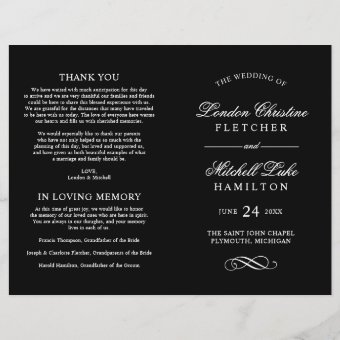 Classic Elegant Black and White Wedding Programs | Zazzle