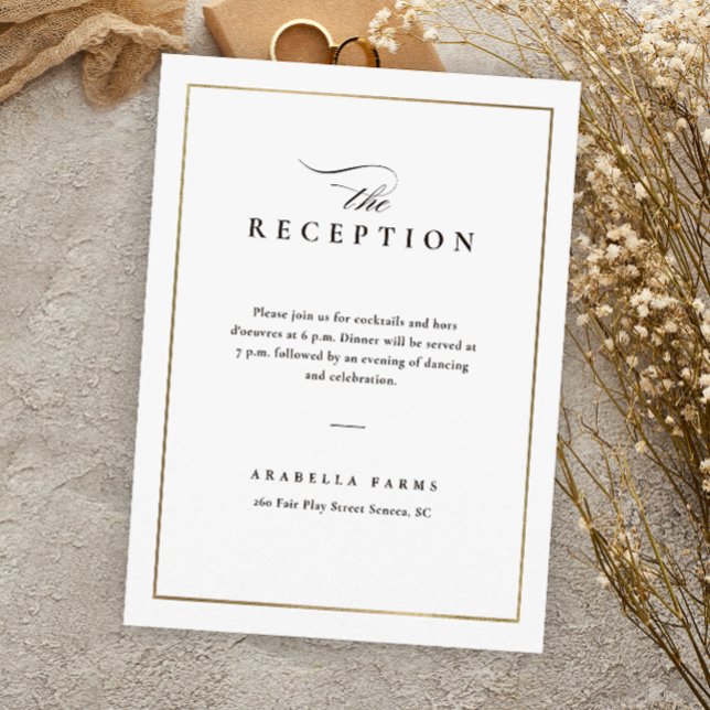 Classic Elegant Black and White Wedding Reception Enclosure Card (Creator Uploaded)