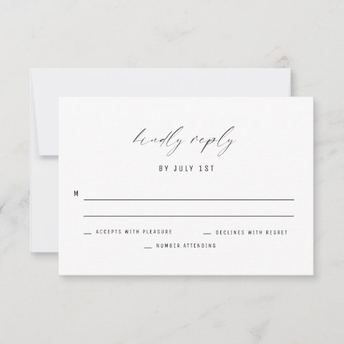 Classic Elegant Black and White Wedding Reply Card