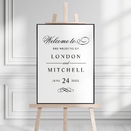 Classic Elegant Black and White Wedding Welcome Poster