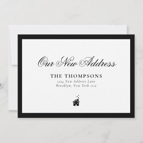 Classic Elegant Black Border New Address Moving Announcement
