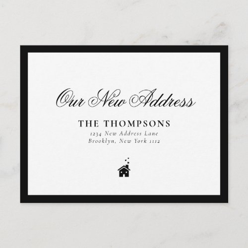 Classic Elegant Black Border New Address Moving Announcement Postcard