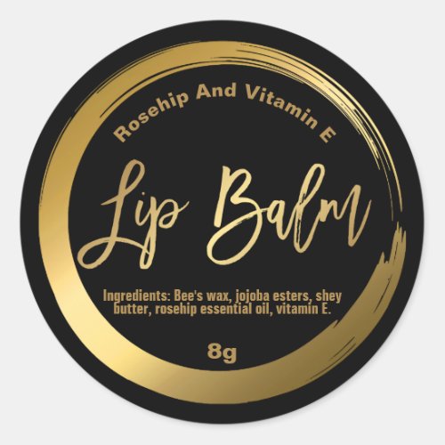 Classic Elegant Black Gold Lip Balm Labels