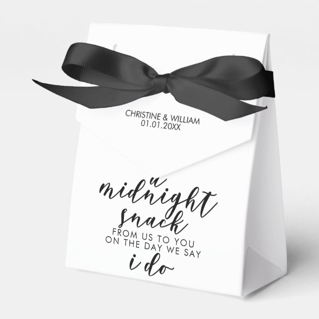 Classic Elegant Black Midnight Snack Wedding Favor Boxes (Front Side)