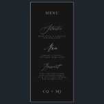 Classic Elegant Black Silver Calligraphy Wedding Menu<br><div class="desc">part of a collection
*not real foil</div>