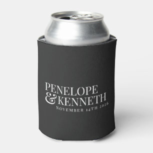 Classic Elegant Black Simple Custom Wedding Names Can Cooler