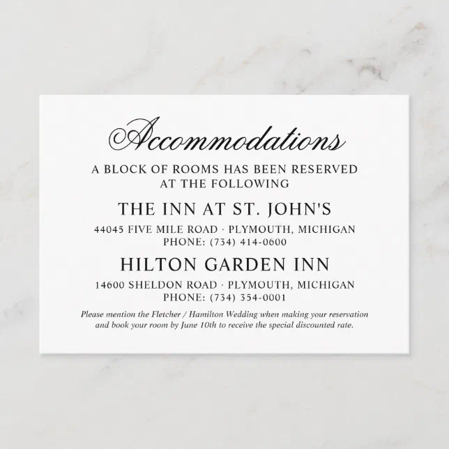 Classic Elegant Black Wedding Enclosure Card Zazzle