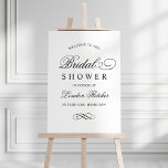 Classic Elegant Black Wedding Bridal Shower Foam Board<br><div class="desc">Formal black and white wedding bridal shower welcome sign design features beautiful typography that combines a traditional flourished calligraphy script with classic block lettering on a clean white background. Includes a decorative scroll design accent. The custom text can be fully personalized for the future Mrs - her name and the...</div>