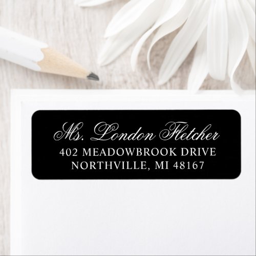 Classic Elegant Black Wedding Return Address Label