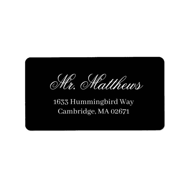 Classic Elegant Black Wedding Return Address Label (Front)