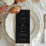 Classic Elegant Black White Calligraphy Wedding Menu<br><div class="desc">part of a collection
*not real foil</div>
