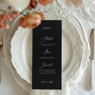 Classic Elegant Black White Calligraphy Wedding Menu