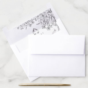 Classic Elegant Black White Floral Wedding  Envelope Liner