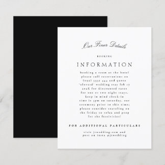 Classic Elegant Black White Formal Wedding Enclosure Card