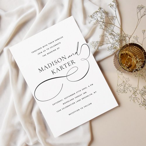 Classic Elegant Black White Infinity And Wedding Invitation