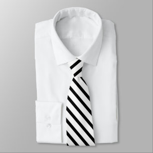 Classic Elegant Black White Stripes Solid Color   Neck Tie