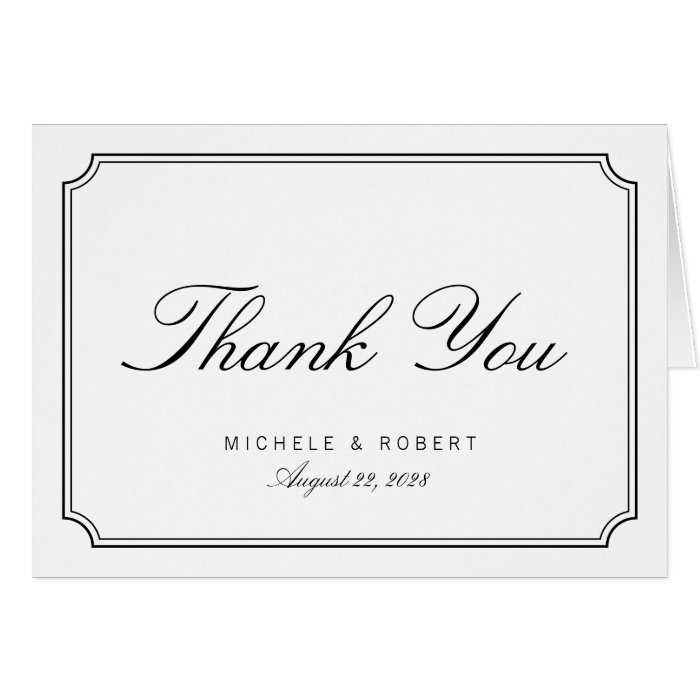 Classic Elegant Black White Thank You Note Card | Zazzle