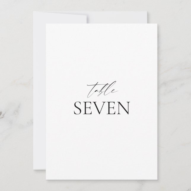 Classic Elegant Black White Wedding Table Card (Front)