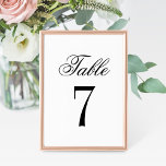 Classic Elegant Black White Wedding Table Number<br><div class="desc">Timeless wedding table number cards have a simply elegant look with "Table" in script and custom number text that can be customized in a classic block font. Two-sided black and white design.</div>