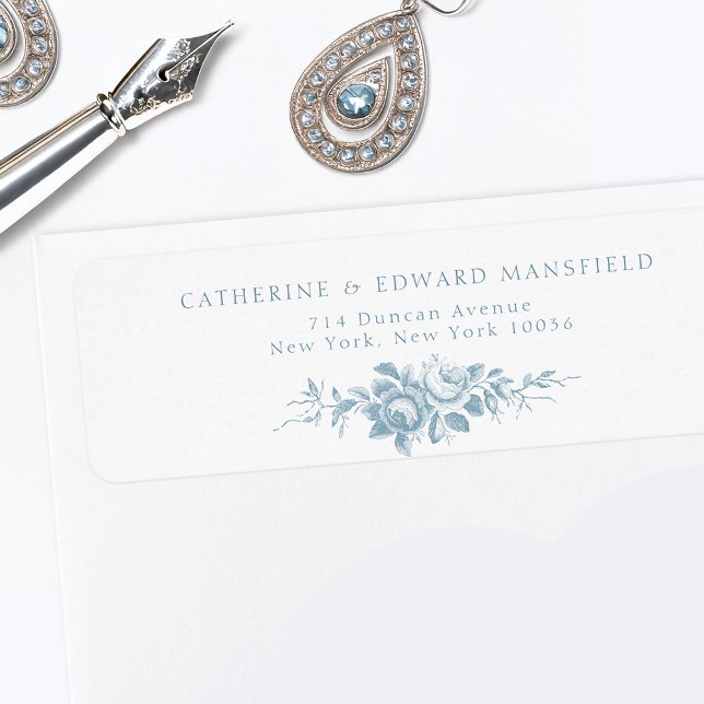 Classic Elegant Blue and White Floral Label (Creator Uploaded)