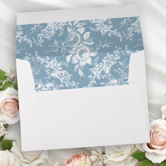 Classic Elegant Blue and White Floral Toile Envelope (Creator Uploaded)