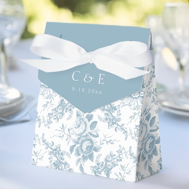 Classic Elegant Blue and White Floral Toile Favor Boxes (Creator Uploaded)