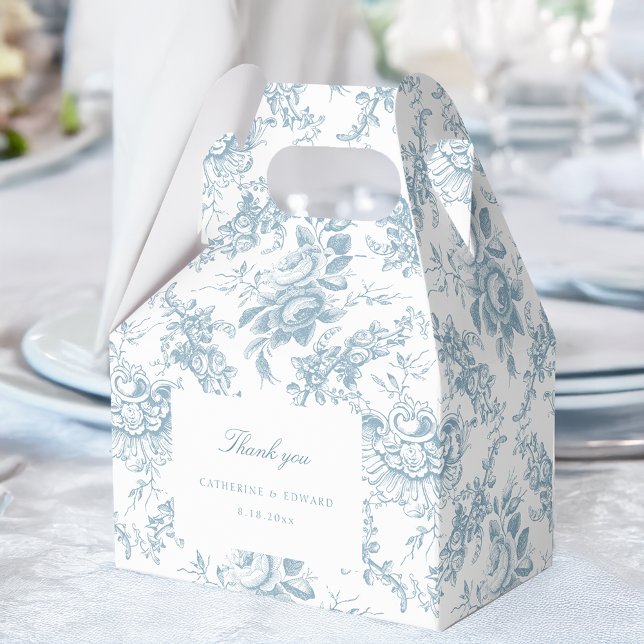 Classic Elegant Blue and White Floral Toile Favor Boxes (Creator Uploaded)